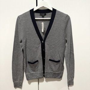 NWT Jcrew 100% merino wool cardigan black/white stripe size S